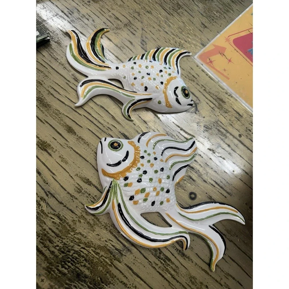 Vintage 1978 Ceramic Fish Wall Hanging Pair